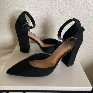 Abound Black Suede Heels with Ankle Strap